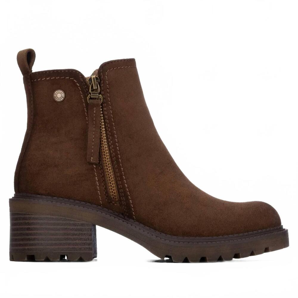 NEW REFRESH women's casual suede ankle booties in taupe